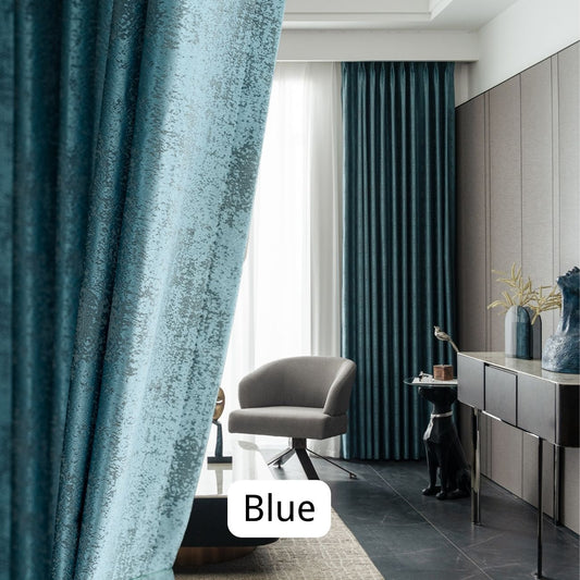 Blue Blackout Bedroom Curtains 1-panel