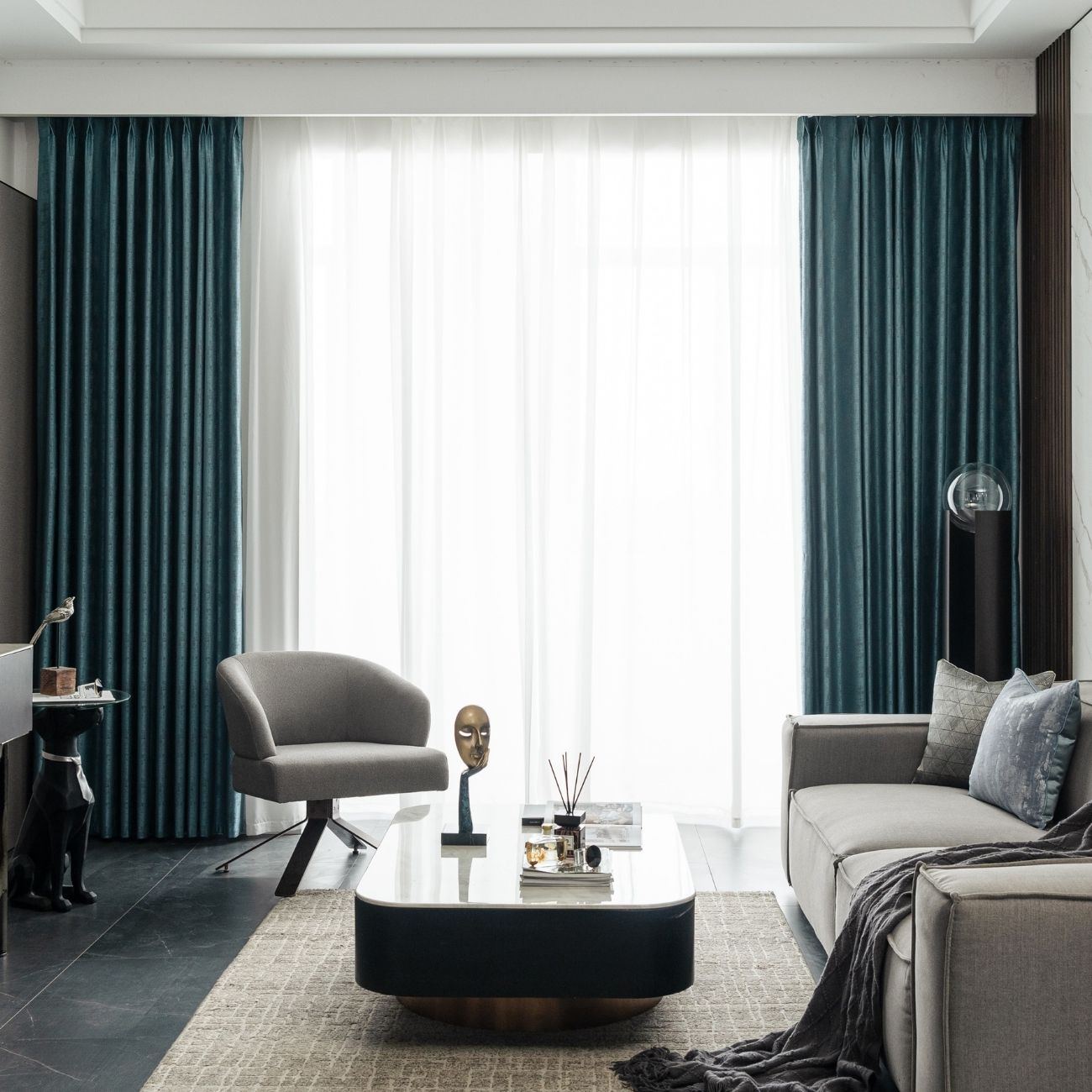 Blue Blackout Bedroom Curtains 1-panel