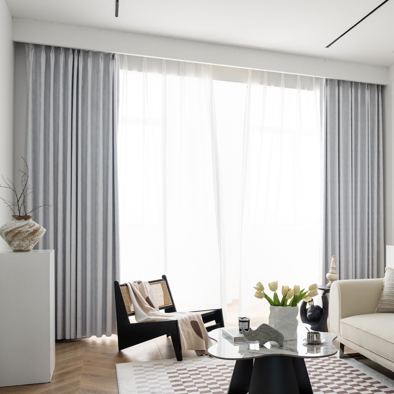 Blue Blackout Bedroom Curtains 1-panel