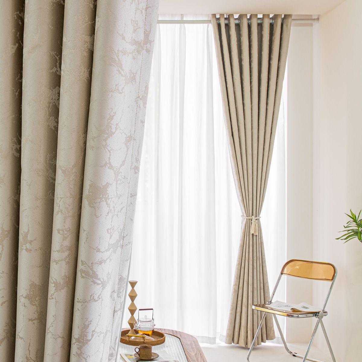 Bedroom Darkness Curtain 1 Piece Beige