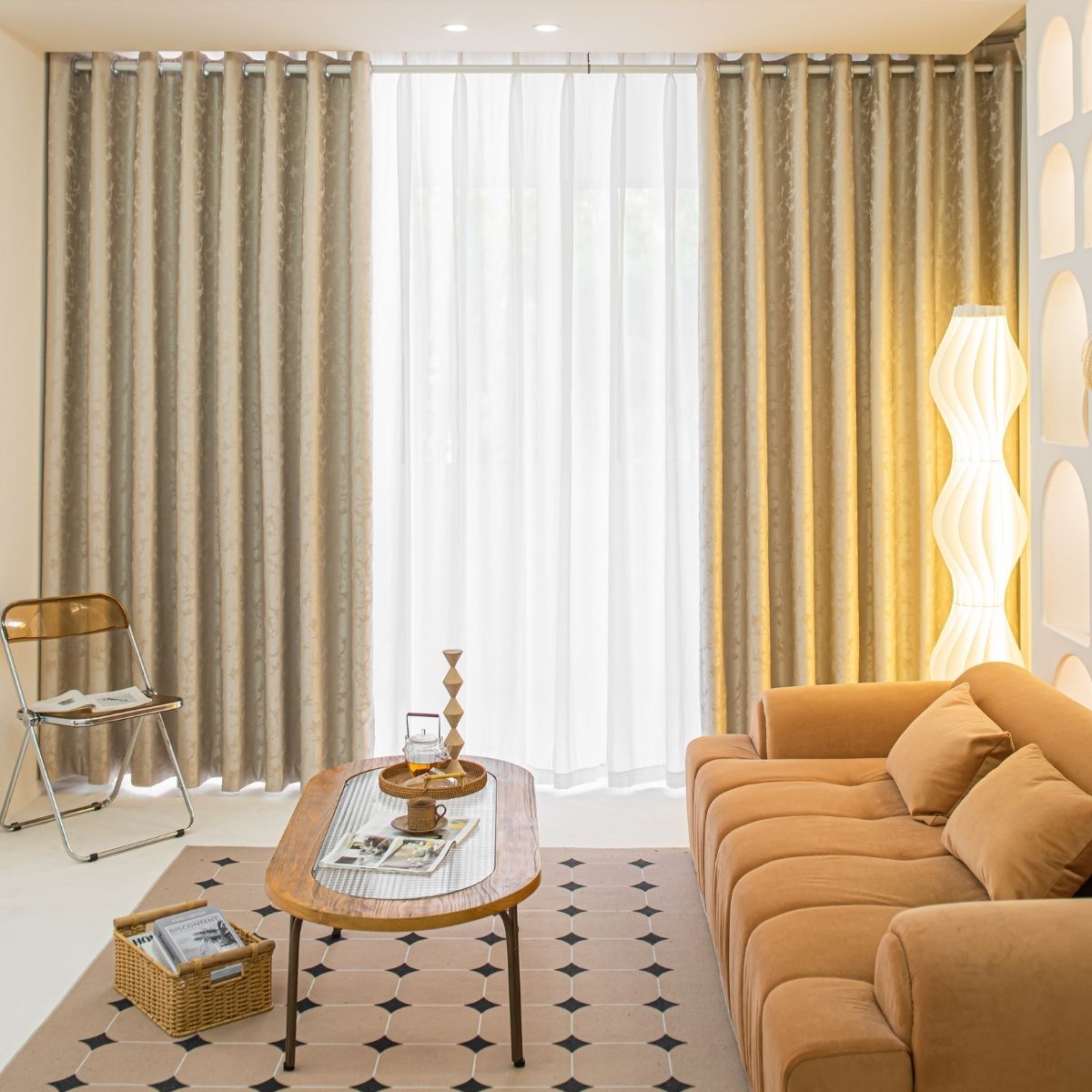 Bedroom Darkness Curtain 1 Piece Beige